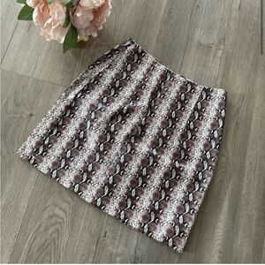 Snake Print Mini Skirt in Taupe and Black